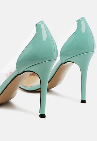 Candace Clear Patent Faux Leather Detail Pumps - Glamourous Grace