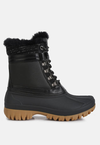 Capucine Fur Collar Contrasting Lug Sole Boots - Glamourous Grace