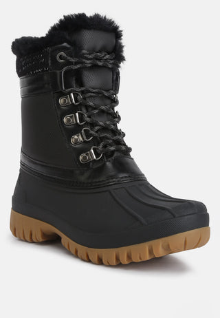 Capucine Fur Collar Contrasting Lug Sole Boots - Glamourous Grace