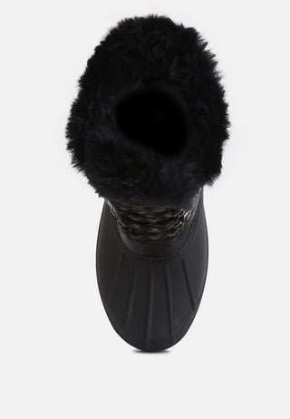 Capucine Fur Collar Contrasting Lug Sole Boots - Glamourous Grace