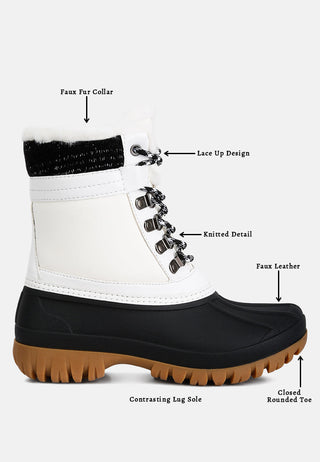 Capucine Fur Collar Contrasting Lug Sole Boots - Glamourous Grace