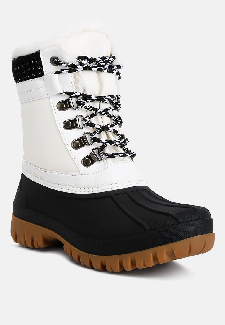 Capucine Fur Collar Contrasting Lug Sole Boots - Glamourous Grace