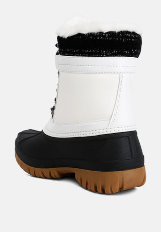 Capucine Fur Collar Contrasting Lug Sole Boots - Glamourous Grace