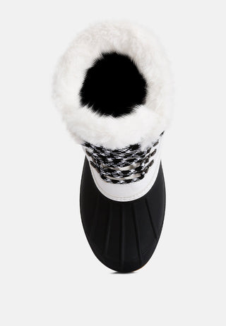 Capucine Fur Collar Contrasting Lug Sole Boots - Glamourous Grace