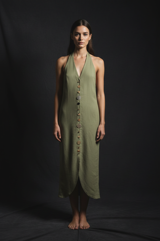 Casablanca Sage Midi Halter Dress - Glamourous Grace