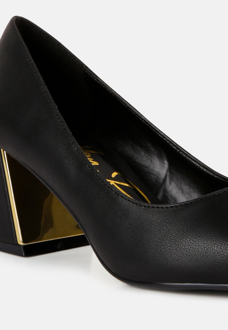 Casey Metallic Detail Block Heel Pumps - Glamourous Grace