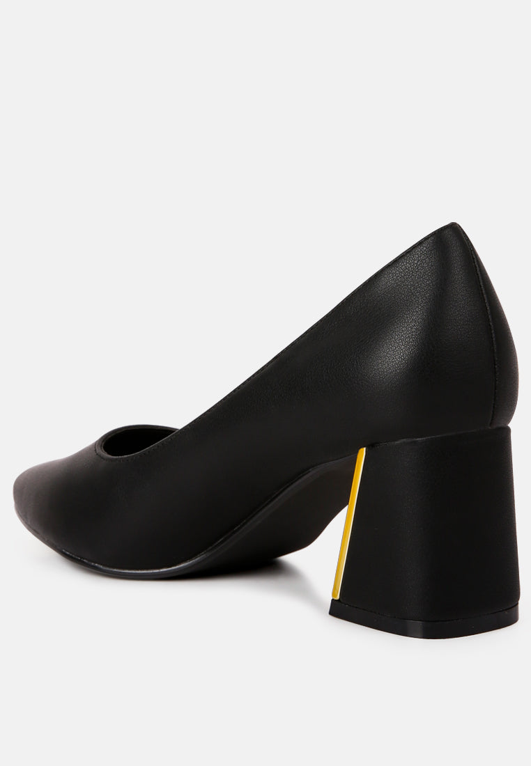 Casey Metallic Detail Block Heel Pumps - Glamourous Grace