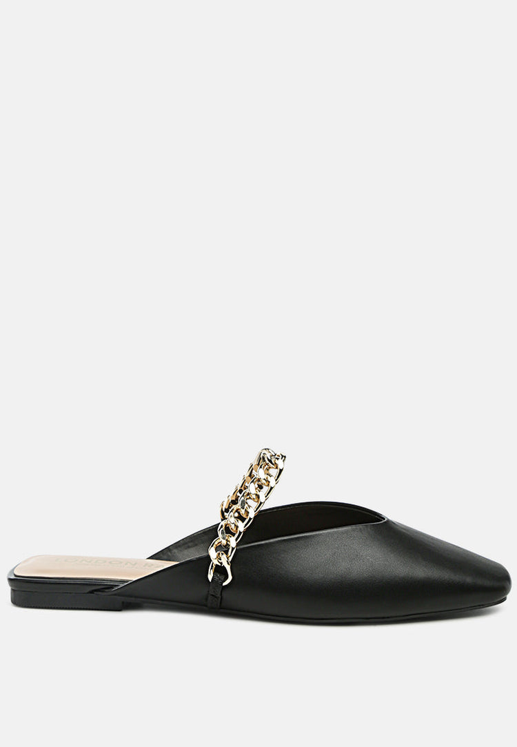 Catch Bling Chain Strap Flat Shoes - Glamourous Grace