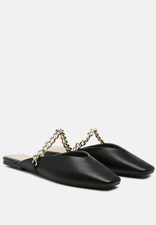Catch Bling Chain Strap Flat Shoes - Glamourous Grace