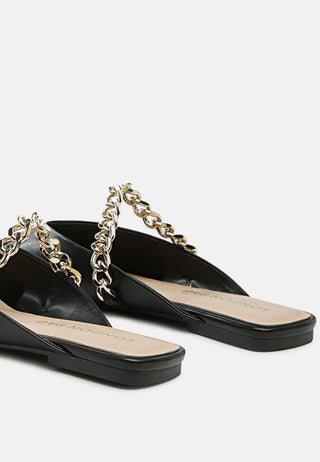 Catch Bling Chain Strap Flat Shoes - Glamourous Grace
