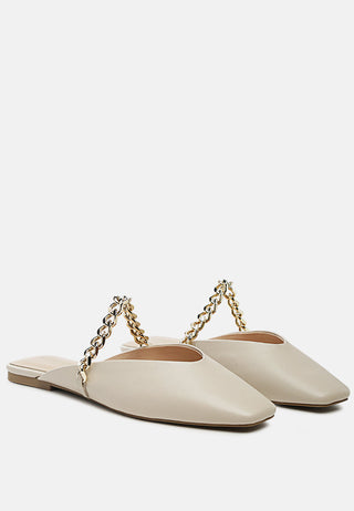 Catch Bling Chain Strap Flat Shoes - Glamourous Grace