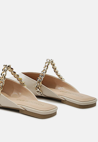 Catch Bling Chain Strap Flat Shoes - Glamourous Grace