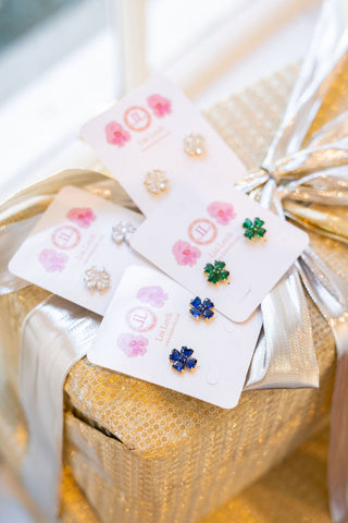 Catherine - Clover Stone Stud Earring - 18k Gold Plated-Darby Clark Collection - Glamourous Grace