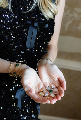 Catherine - Clover Stone Stud Earring - 18k Gold Plated-Darby Clark Collection - Glamourous Grace