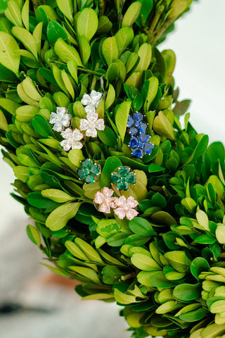 Catherine - Clover Stone Stud Earring - 18k Gold Plated-Darby Clark Collection - Glamourous Grace