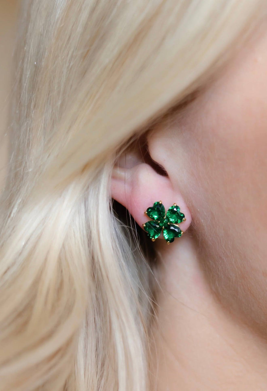 Catherine - Clover Stone Stud Earring - 18k Gold Plated-Darby Clark Collection - Glamourous Grace