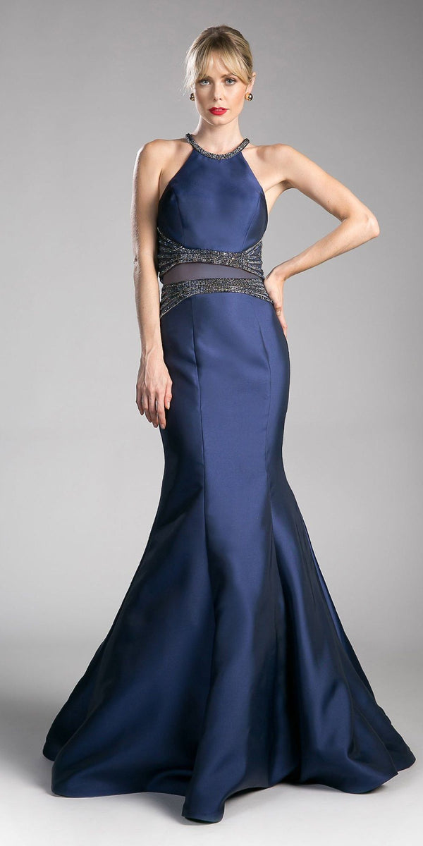 Cinderella Divine CB0023 Two-Piece Mermaid Gown Halter Crop Top - Glamourous Grace