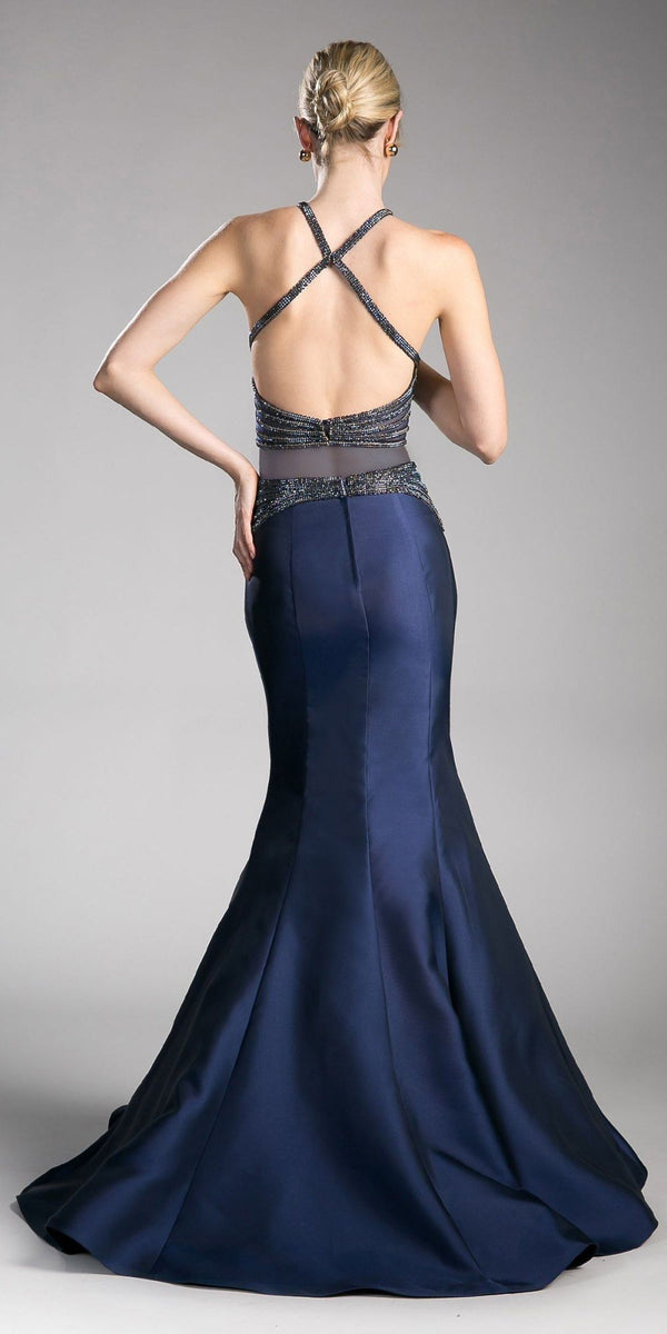 Cinderella Divine CB0023 Two-Piece Mermaid Gown Halter Crop Top - Glamourous Grace