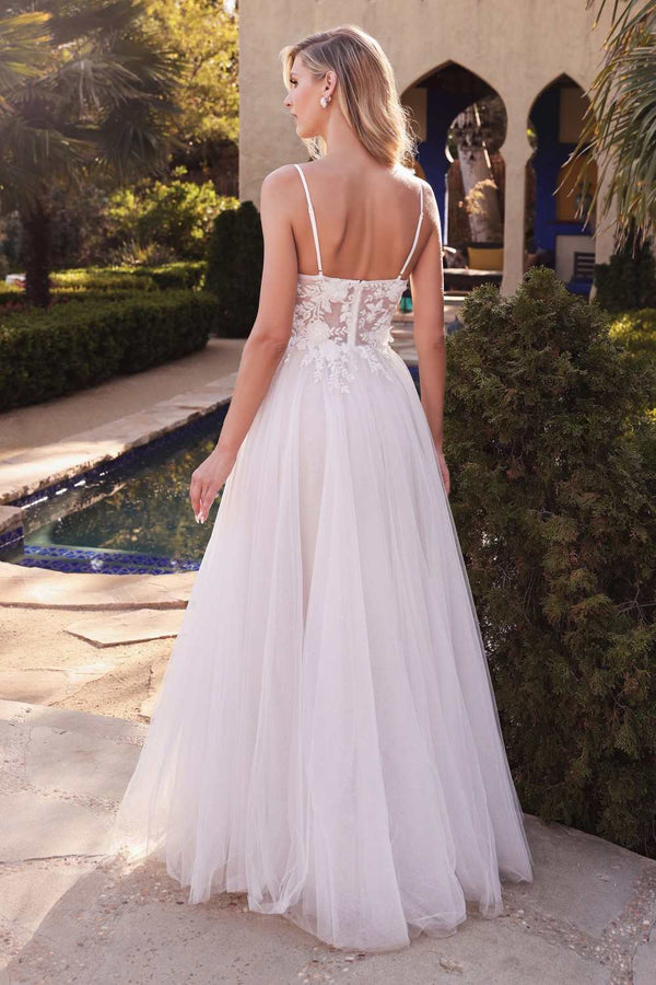 Cinderella Divine CB072W Layered A-Line Tulle Bridal Gown Embroidered Bodice - Glamourous Grace