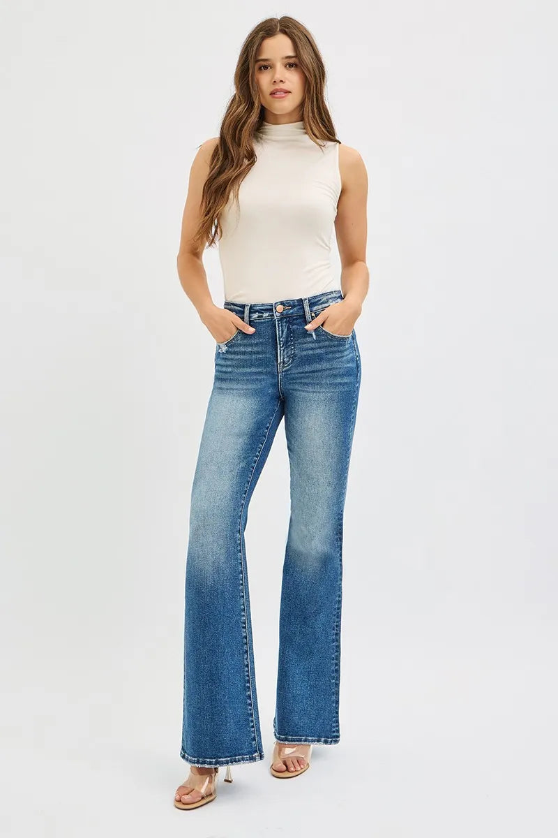 RISEN Tummy Control High Rise Flare Jeans - Glamourous Grace