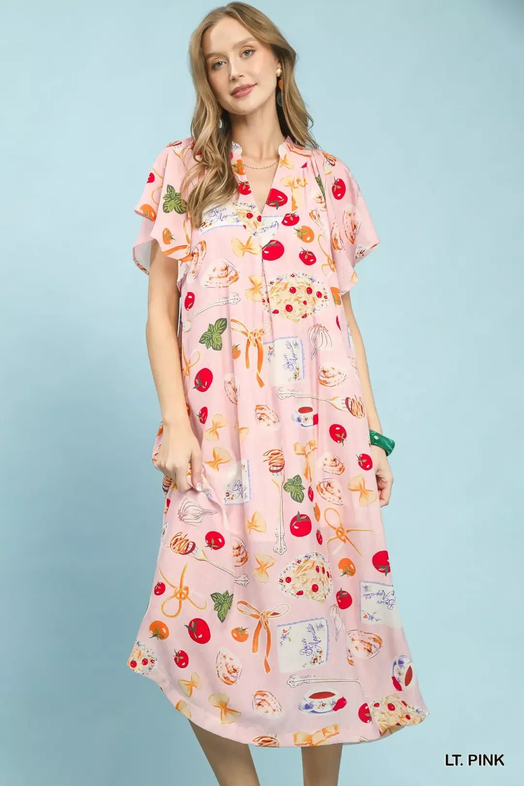 Umgee Abstract Print Flutter Sleeve Midi Dress - Glamourous Grace