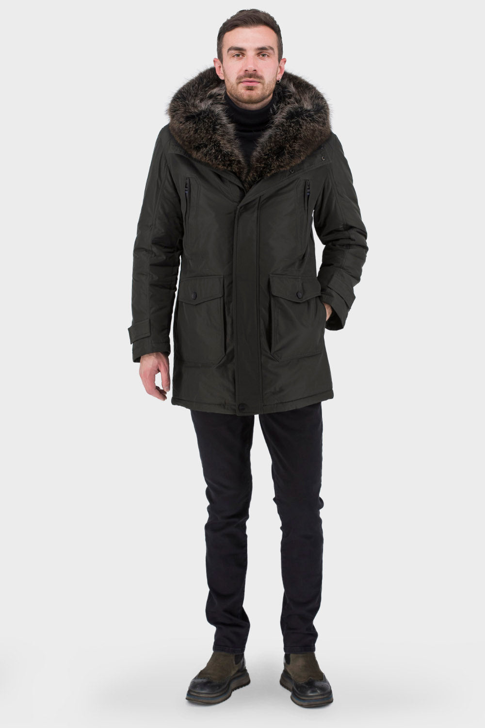 Men's Genuine Fur Trim Parka
