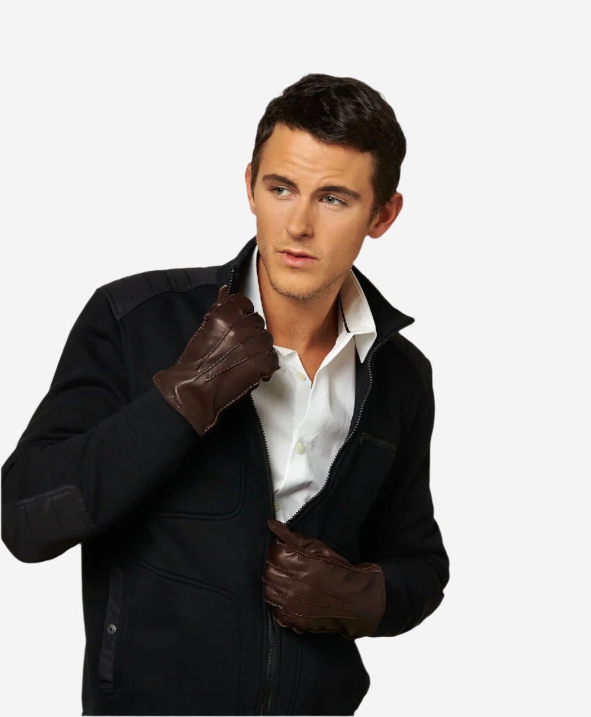 CC3104 (brown) - Men's Italian handsewn cashmere lined leather gloves - Glamourous Grace