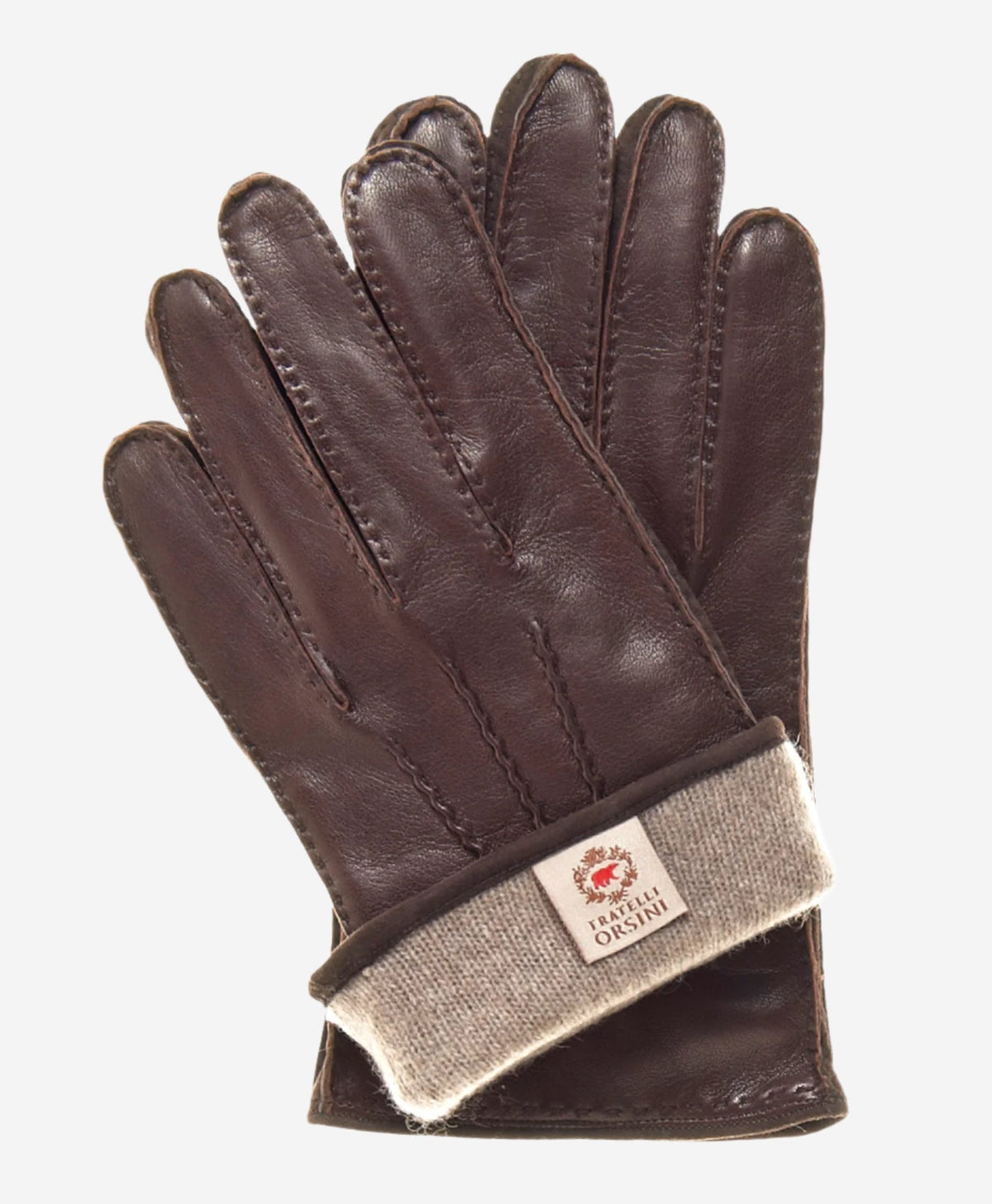 CC3104 (brown) - Men's Italian handsewn cashmere lined leather gloves - Glamourous Grace