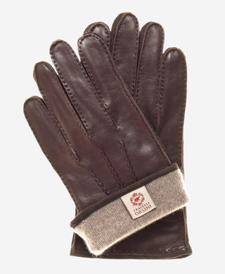 CC3104 (brown) - Men's Italian handsewn cashmere lined leather gloves - Glamourous Grace