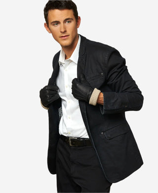 CC3115 (black) - Men's Italian deerskin leather gloves with cashmere lining - Glamourous Grace