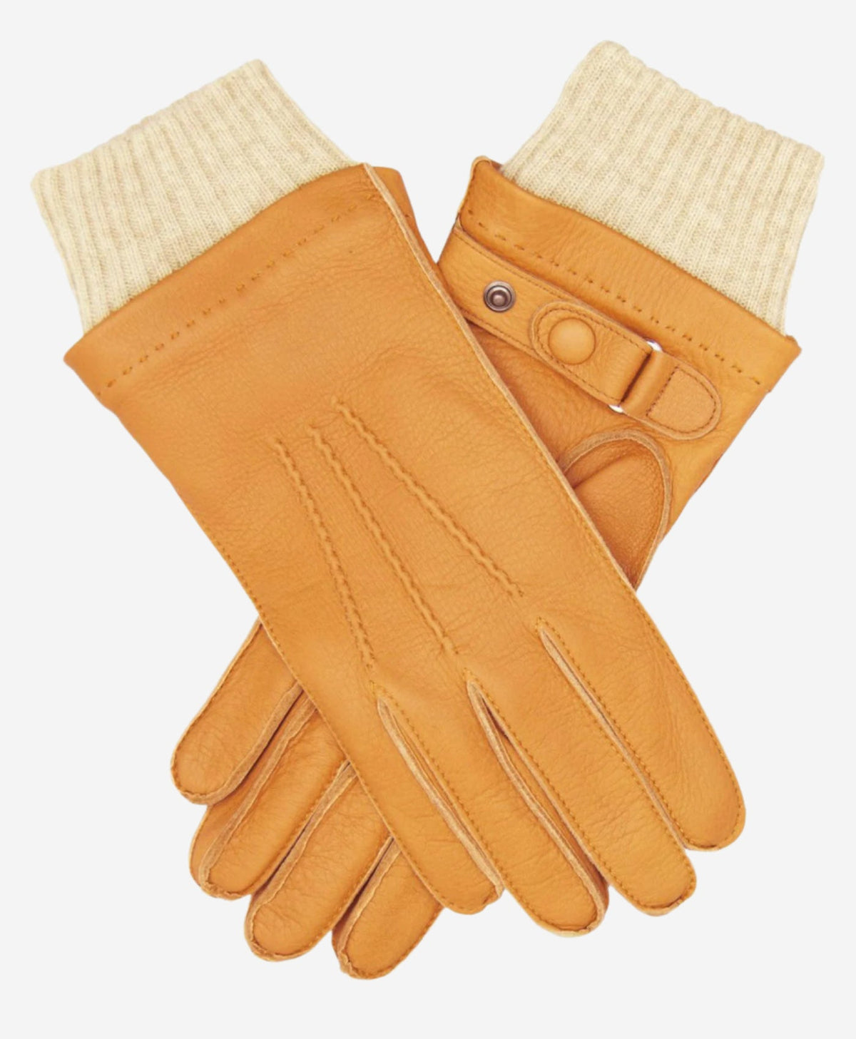 CC3115 (saddle) - Men's Italian deerskin leather gloves with cashmere lining - Glamourous Grace
