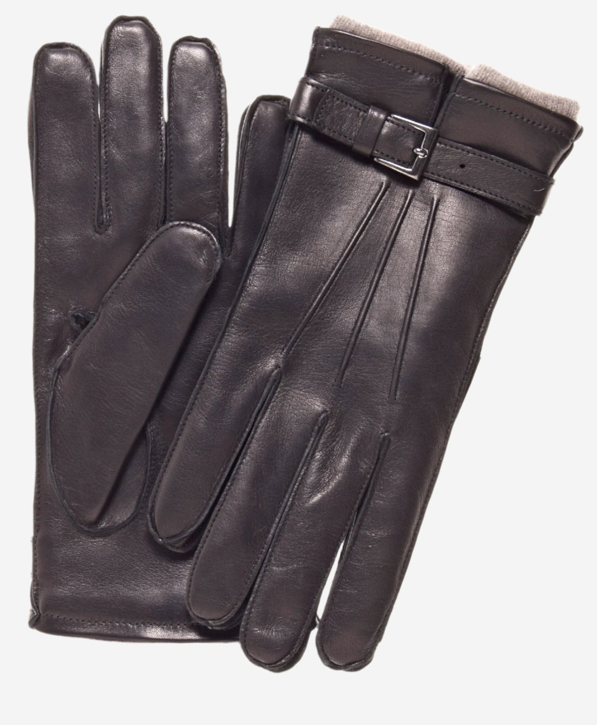 CC3239 (black) - Men's Italian cashmere lined lambskin gloves with belt - Glamourous Grace