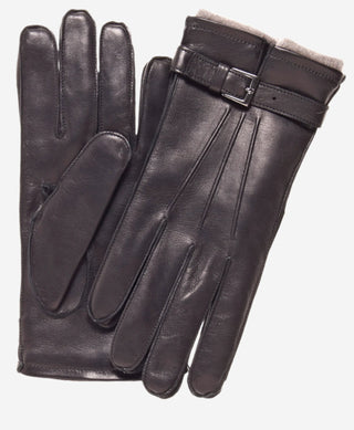 CC3239 (black) - Men's Italian cashmere lined lambskin gloves with belt - Glamourous Grace