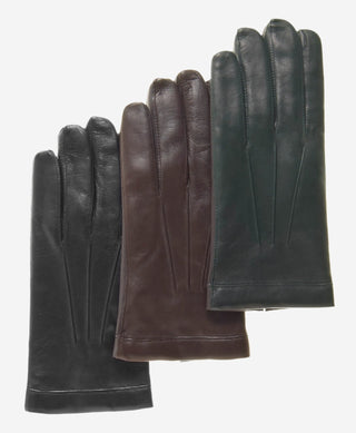 CC3301 (hunter) - Men’s Italian cashmere lined touchscreen leather gloves - Glamourous Grace