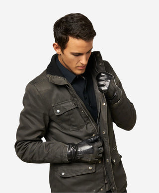 CC3301 (black) - Men’s Italian cashmere lined touchscreen leather gloves - Glamourous Grace