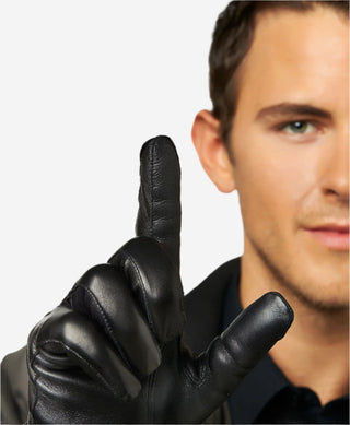 CC3301 (black) - Men’s Italian cashmere lined touchscreen leather gloves - Glamourous Grace