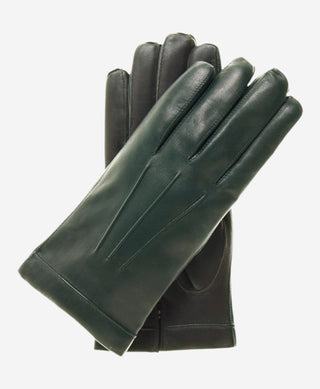 CC3301 (hunter) - Men’s Italian cashmere lined touchscreen leather gloves - Glamourous Grace