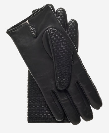 CC3339 (black) - Men’s Italian woven leather gloves with cashmere lining - Glamourous Grace