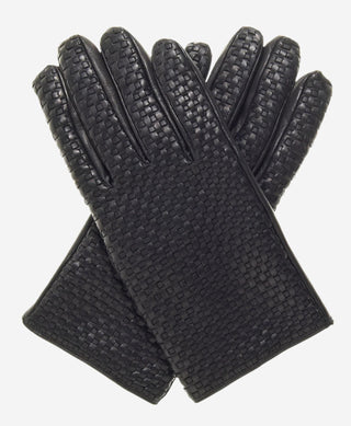 CC3339 (black) - Men’s Italian woven leather gloves with cashmere lining - Glamourous Grace