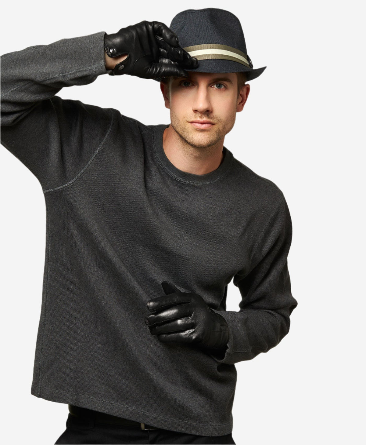 CC3341 (black) - Men's Italian cashmere lined leather gloves - Glamourous Grace