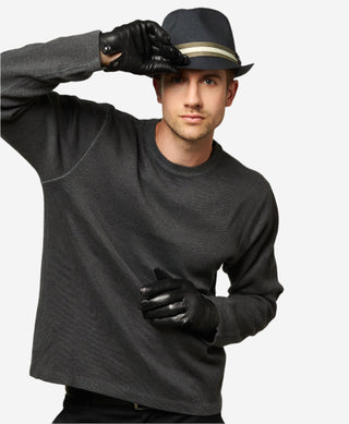 CC3341 (black) - Men's Italian cashmere lined leather gloves - Glamourous Grace