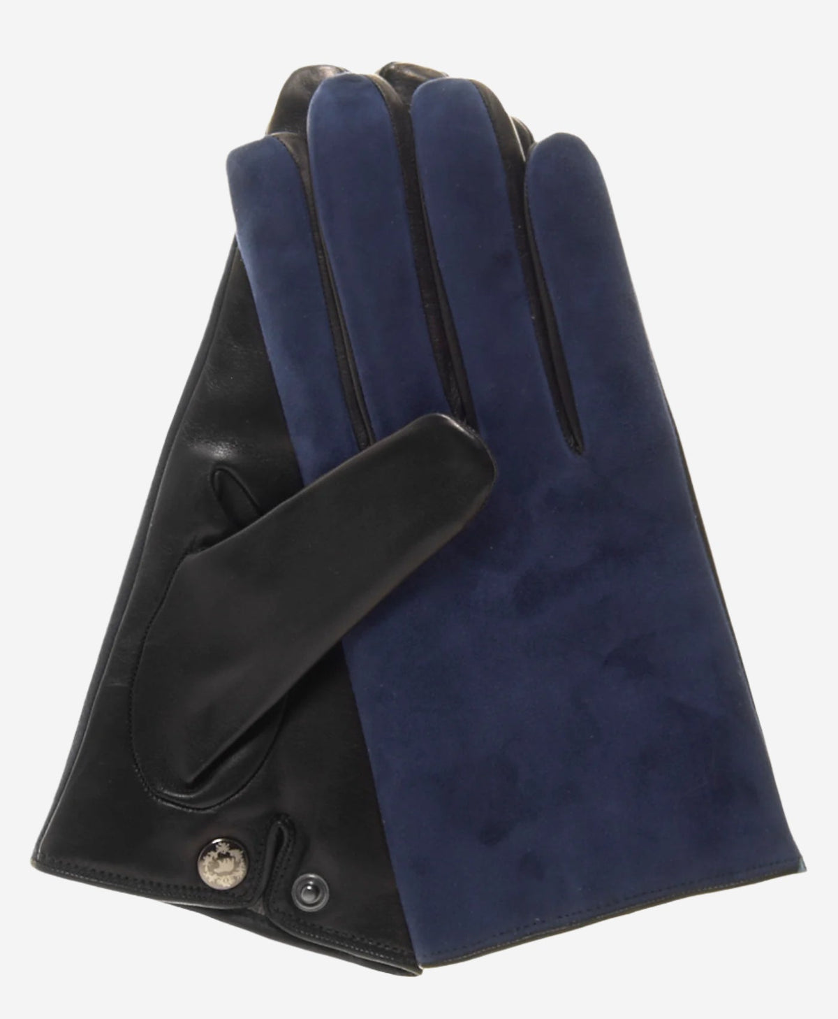 CC3414 (blue/black) - Men’s Italian suede and lambskin gloves with cashmere lining and snap closure - Glamourous Grace