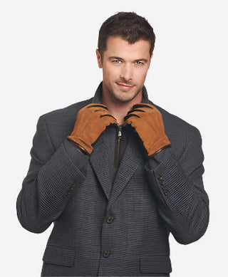 CC3434 (brown) -  Men’s Italian suede and lambskin gloves with cashmere lining - Glamourous Grace