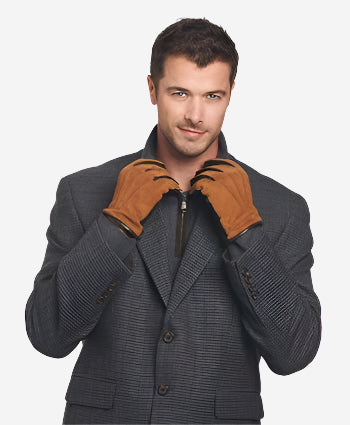 CC3434 (brown) -  Men’s Italian suede and lambskin gloves with cashmere lining - Glamourous Grace