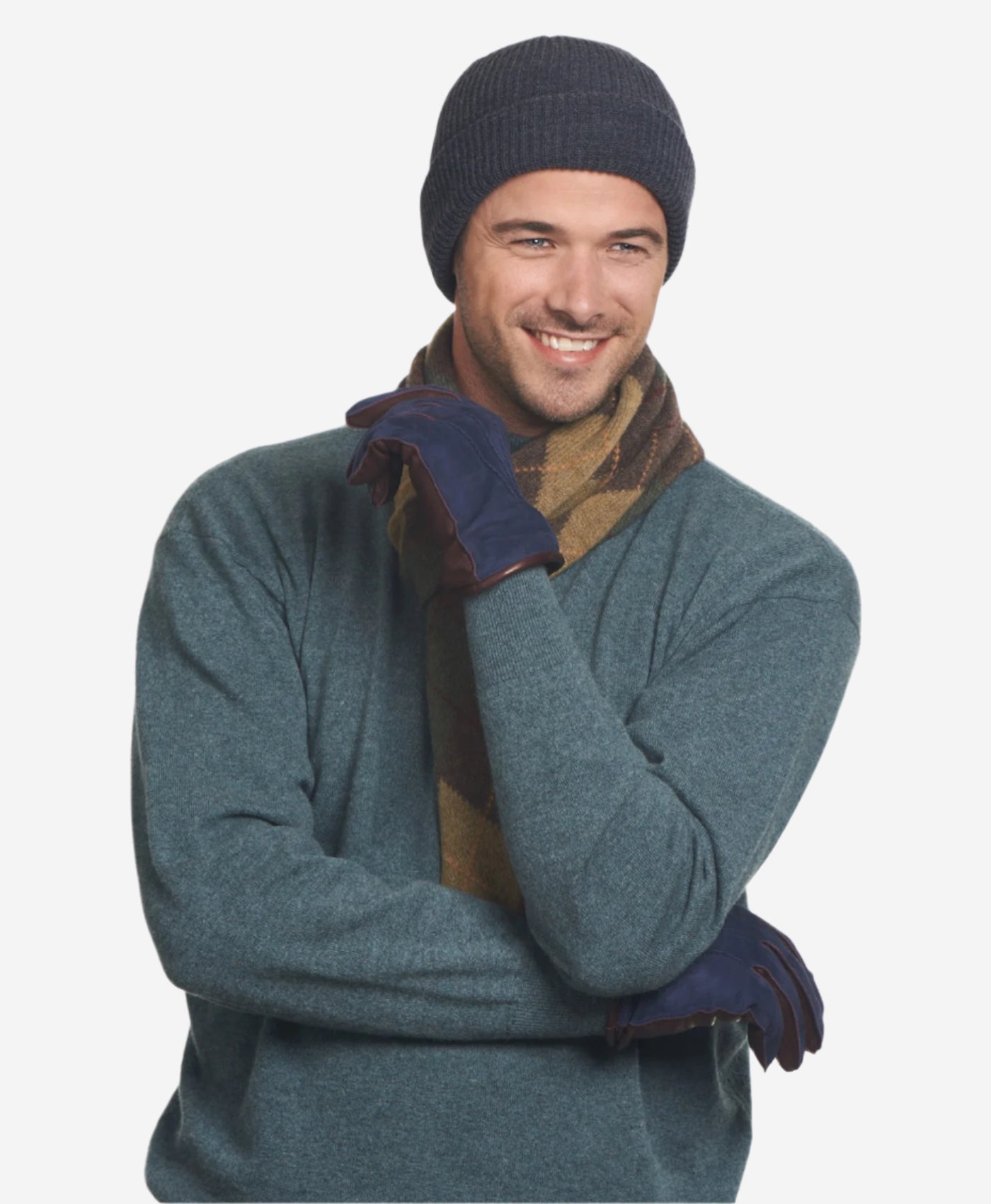 CC3434 (blue) - Men’s Italian suede and lambskin gloves with cashmere lining - Glamourous Grace