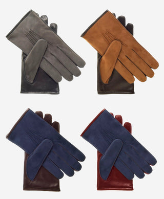 CC3434 (blue) - Men’s Italian suede and lambskin gloves with cashmere lining - Glamourous Grace