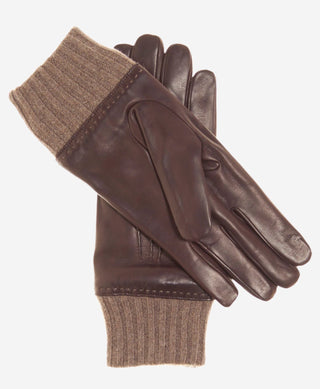 CC3502 (brown) - Men’s Italian lambskin winter gloves with cashmere lining & extended wool cuff - Glamourous Grace