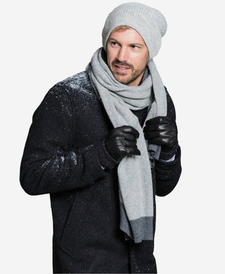 CC3502 (black) - Men’s Italian lambskin winter gloves with cashmere lining & extended wool cuff - Glamourous Grace