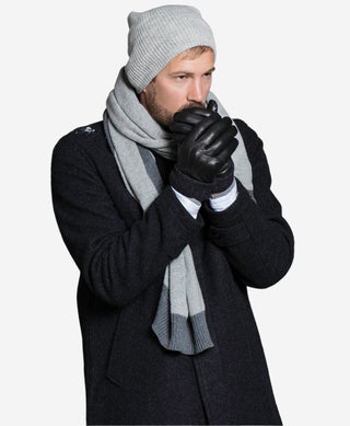 CC3502 (black) - Men’s Italian lambskin winter gloves with cashmere lining & extended wool cuff - Glamourous Grace