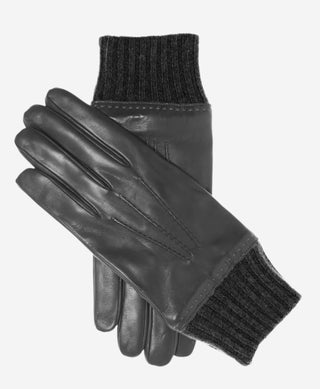 CC3502 (black) - Men’s Italian lambskin winter gloves with cashmere lining & extended wool cuff - Glamourous Grace